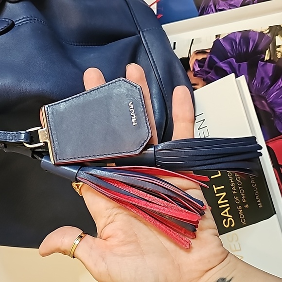 PRADA Authentic Blue Calf Leather Bucket Bag with Fringe Detail UPDATED 💙 - Picture 9 of 17